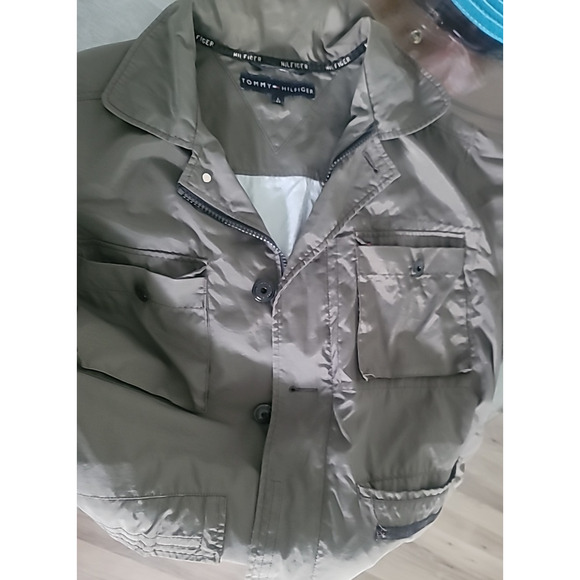 Tommy Hilfiger Men L Vtg Full Zip Jacket Green Military Nylon Limited Issue - Picture 5 of 16